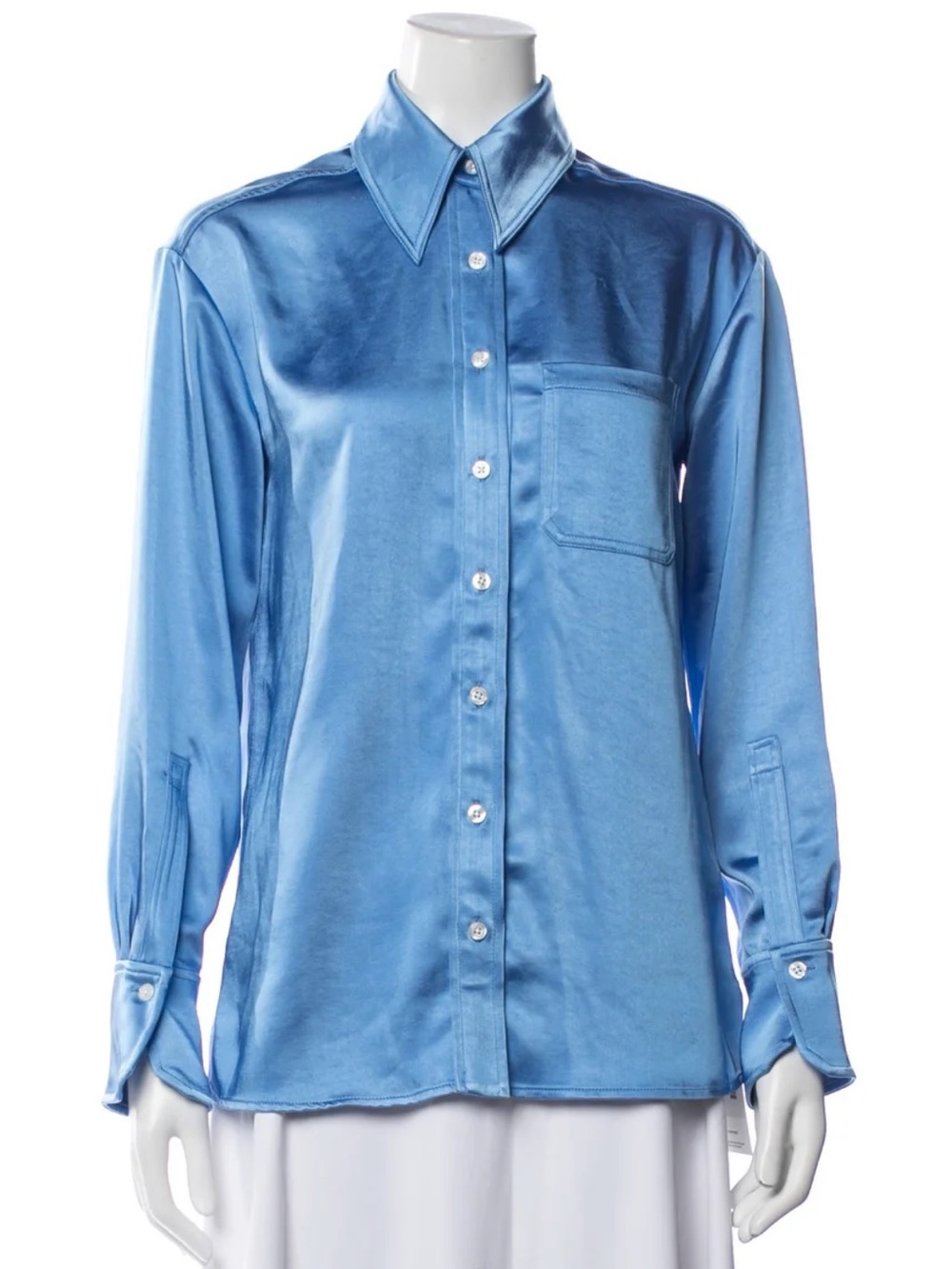 A.L.C. Light Blue Satin Button-Down Shirt